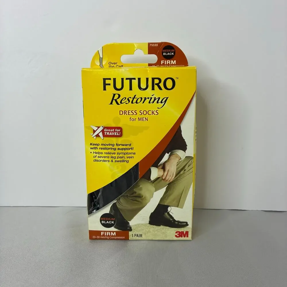 FUTURO Restoring Dress Socks for Men 71035BLEN, Medium, Black Firm Compression
